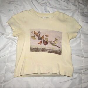 Brandy Melville Rare Butterfly Baby Tee